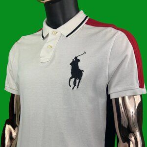 VTG Polo Ralph Lauren Custom Slim Fit Color Block Polo White/Red/Black